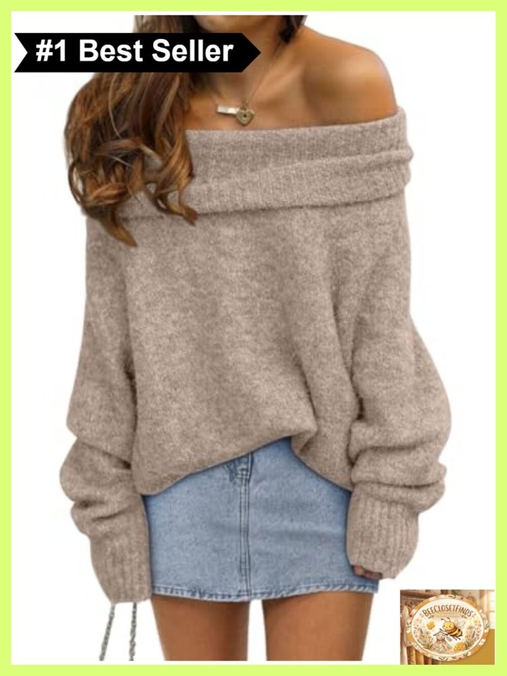 Off the Shoulder Oversized Sweater Pullover Batwing Sleeve Loose Fit Fall Winter